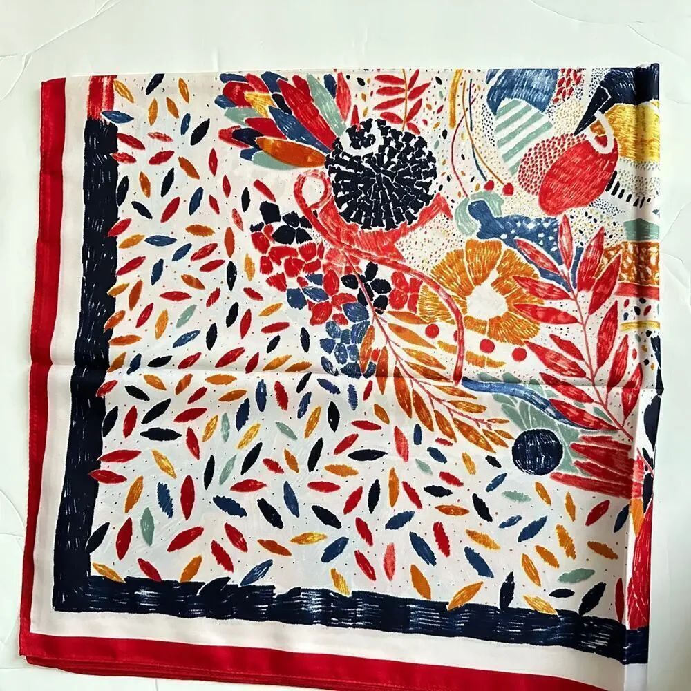 Vibrant Watercolor Flower Paradise Silk Scarf